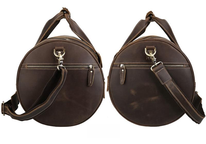 Runde Vintage-Leder-Weekendertasche Wainwright