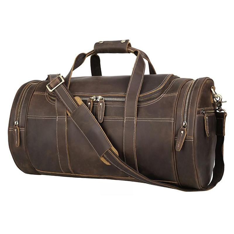 Runde Vintage-Leder-Weekendertasche Wainwright
